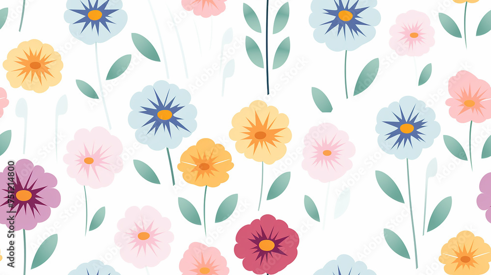 Pastel Colorful Flowers Background - Tile, Seamless Pattern Pastel Colorful Flowers Background - Tile, Seamless Pattern