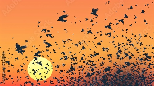 Flock of Fowl Flying in the Sky on a Sunny Day Generative AI