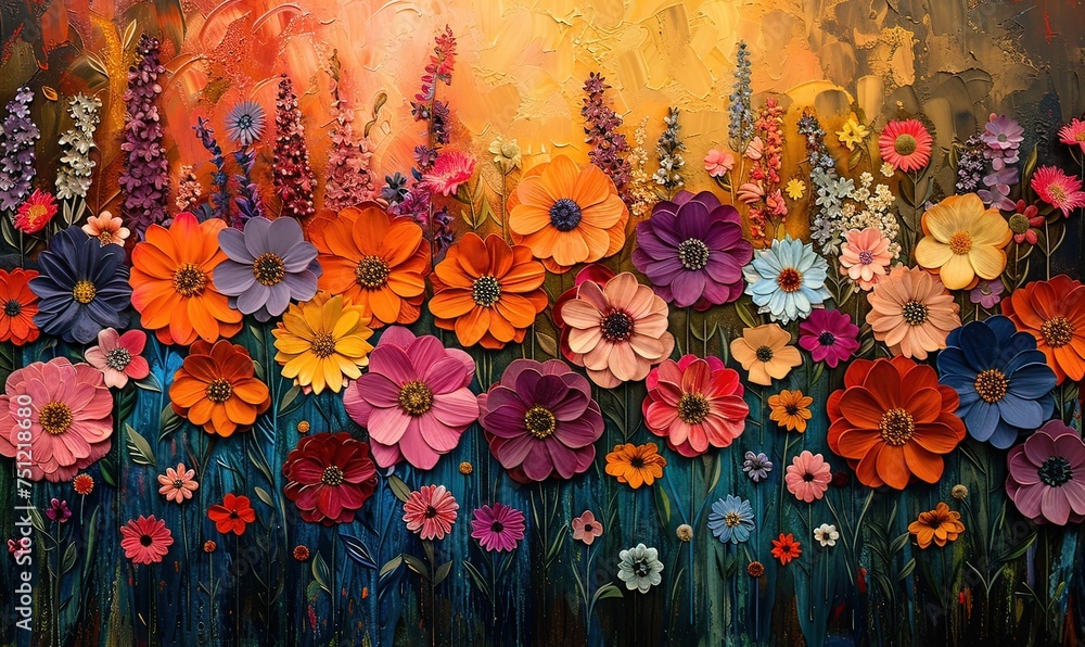 Ai sfondi fiori multicolori 001 - obrazy, fototapety, plakaty 