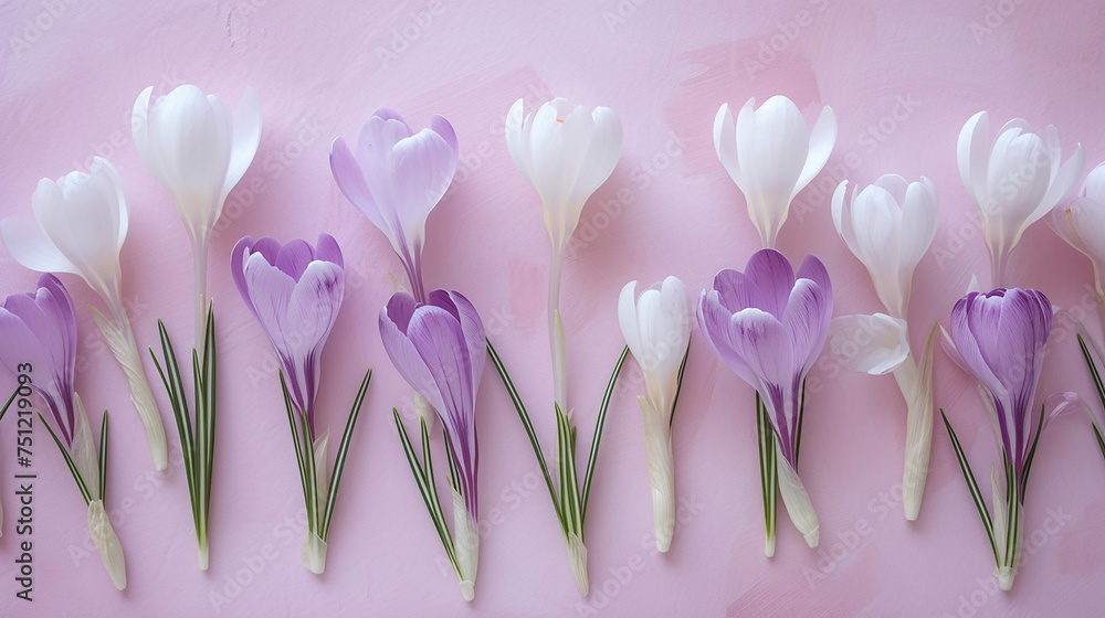 A Lavender and White Crocus Flat Lay A Lavender and White Crocus Flat Lay