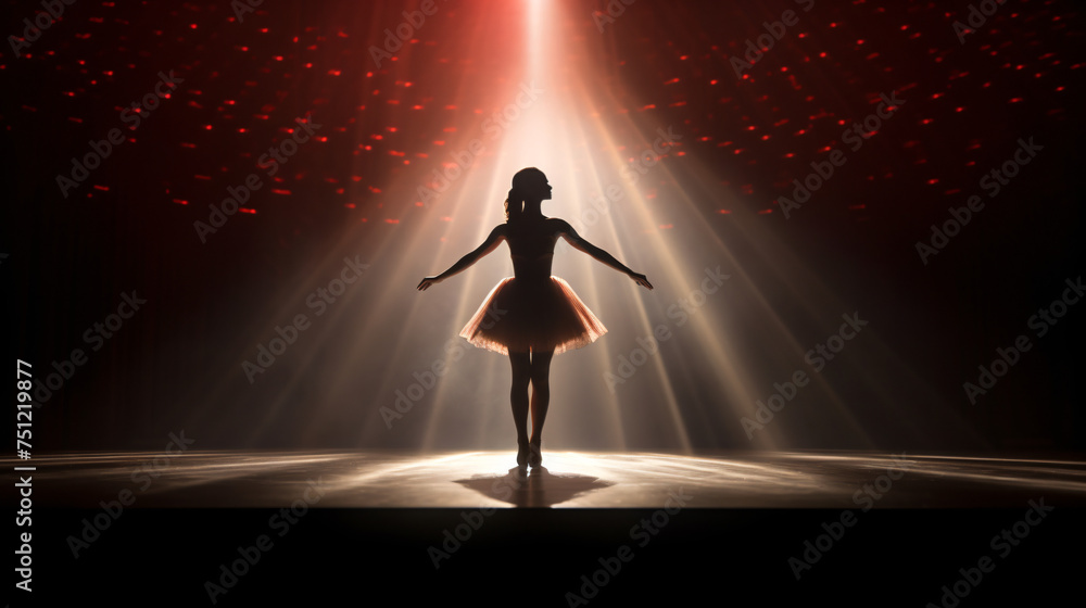The silhouette of a ballerina on stage