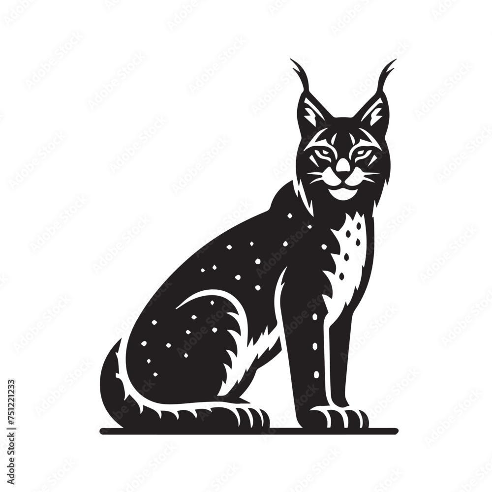 Obraz premium silhouette and icon of an elusive lynx isolated on white background