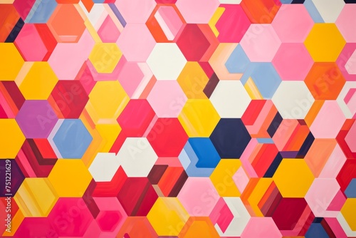 Playful and Vibrant Hexagon Pattern, Exuding Energy and Movement in a Geometric Composition, Generative AI