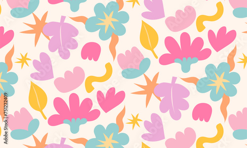 seamless pattern with flowers pastel color.