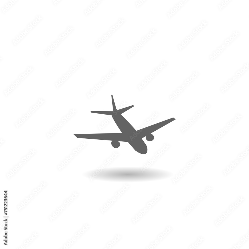 Plane logo illustration icon with shadow Plane logo illustration icon with shadow