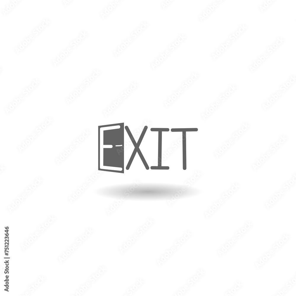 Exit sign icon with shadow Exit sign icon with shadow