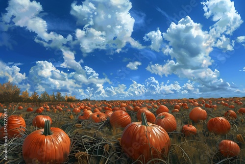 Autumn s Golden Harvest A Pumpkin Patch in Full Bloom Generative AI