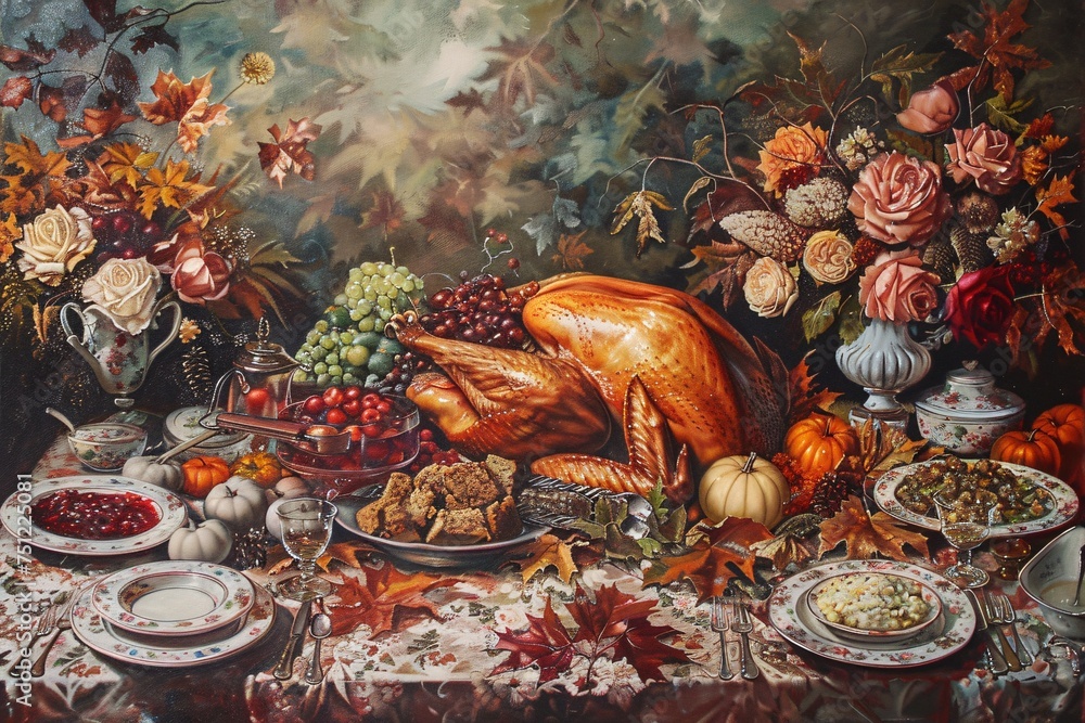 Autumn Harvest A Thanksgiving Feast Generative AI