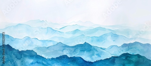 July Sky A Watercolor Painting of Mountains and Clouds Generative AI