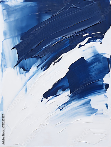 Abstract Navy blue paint strokes on a white background