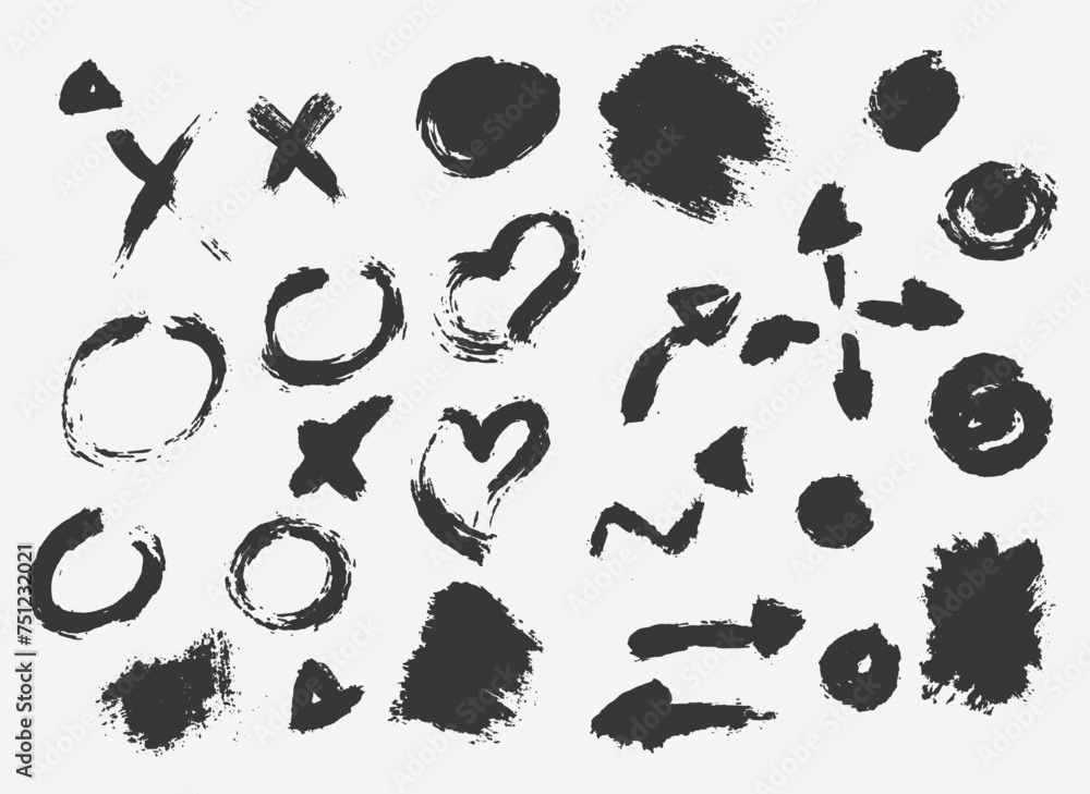 Collection of abstract grunge shapes and paint brush marks. Collection of abstract grunge shapes and paint brush marks.