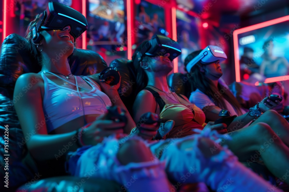 Fototapeta premium VR Remote Work Mixed Virtual Reality Goggles for Imagination. Augmented reality Glasses Civil Engineering Simulations. Future Technology Observation Headset Gadget and Puppet show Wearable Equipment