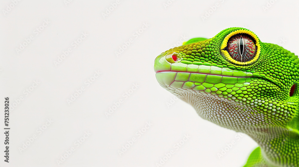 Fototapeta premium a macro of a gecko head, with empty copy space