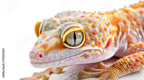 a macro of a gecko head, with empty copy space