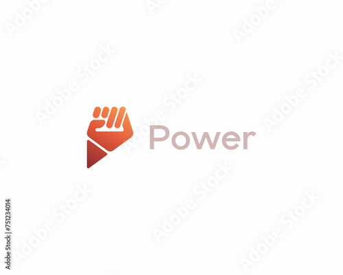 Abstract raised fist logo. Universal power independence sign. Protest revolution riot symbol.