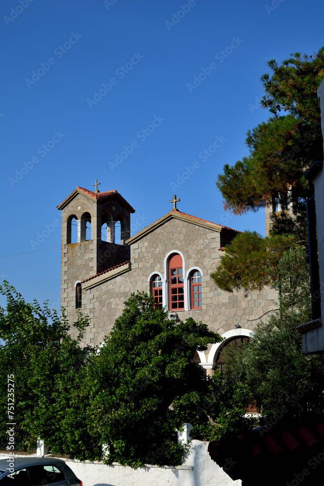 The Church of Christ (greek orthodox church) - the stone village Kontias, Lemnos island, Greece, Aegean sea