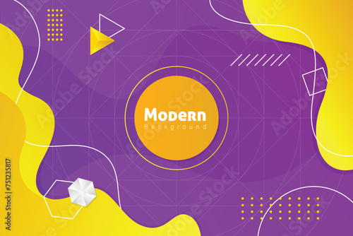 Colorful modern abstract geometric forms background with gradient yellow and purple colors. 