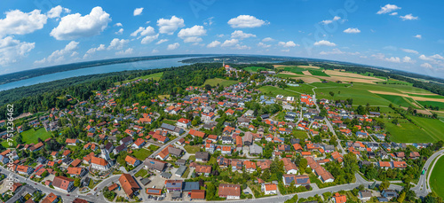 Panoramablick auf Andechs-Erling mit Kloster Andechs und Ammersee photo