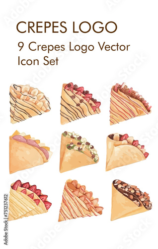 Crepes logo vector icon set