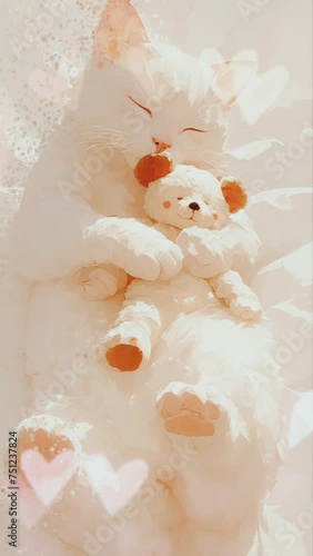 cute cat and its cute teddy bear photo