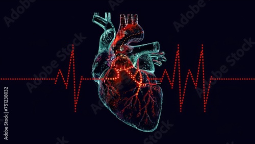 Human Heart With ECG Line photo