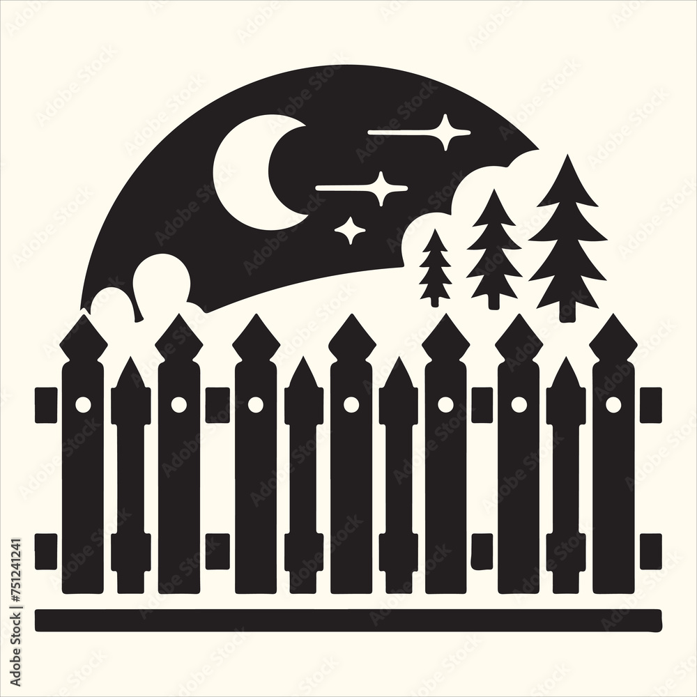 Fence silhouette in flat style vector illustration Fence silhouette in flat style vector illustration