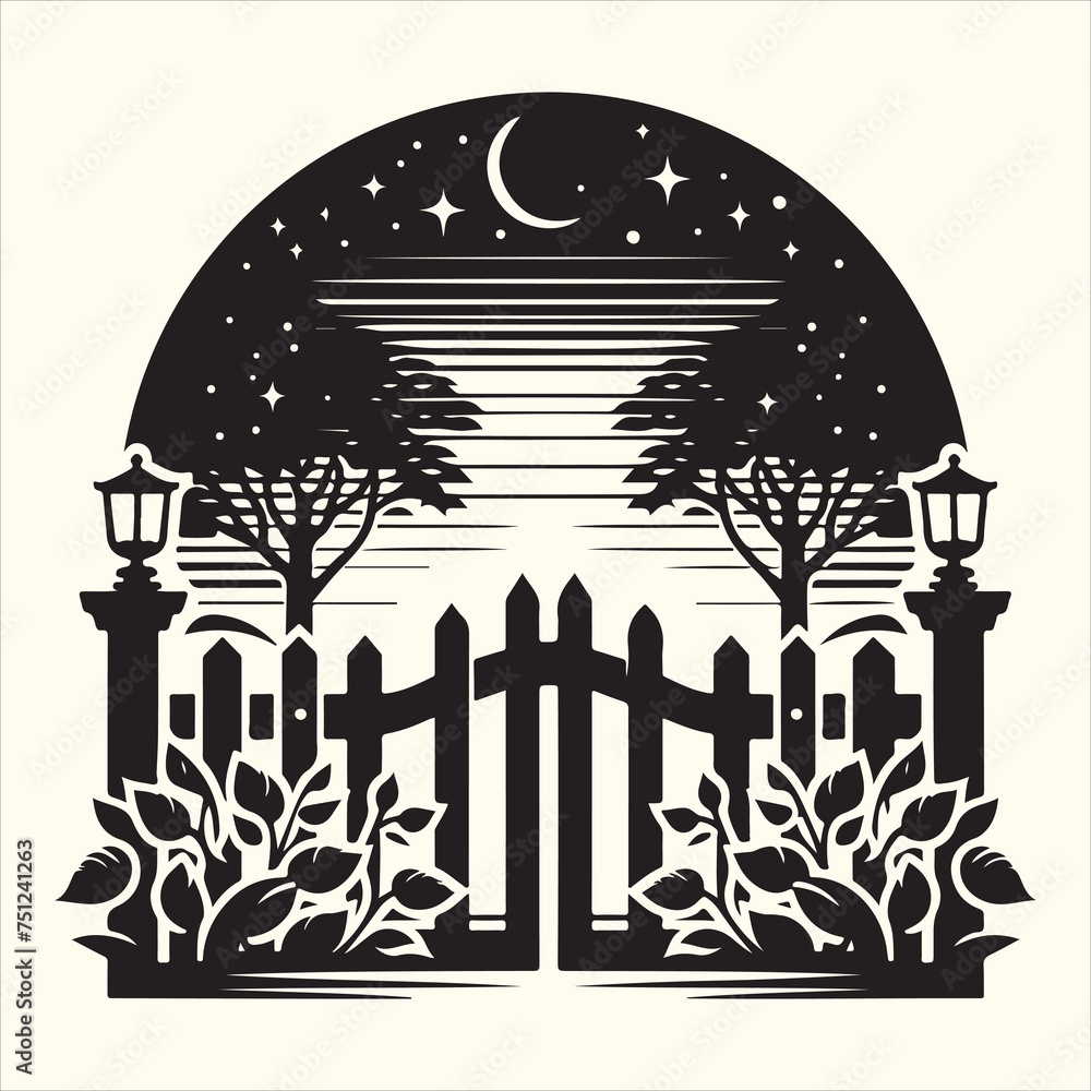 Fence silhouette in flat style vector illustration Fence silhouette in flat style vector illustration