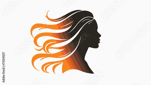 Womans face profile silhouette isolated vecor logo. photo