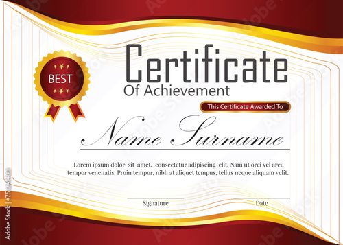 red and golden certificate new professional design 