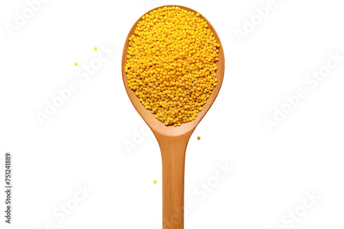 Spoon with millet isolated on PNG Background. Generative Ai. photo