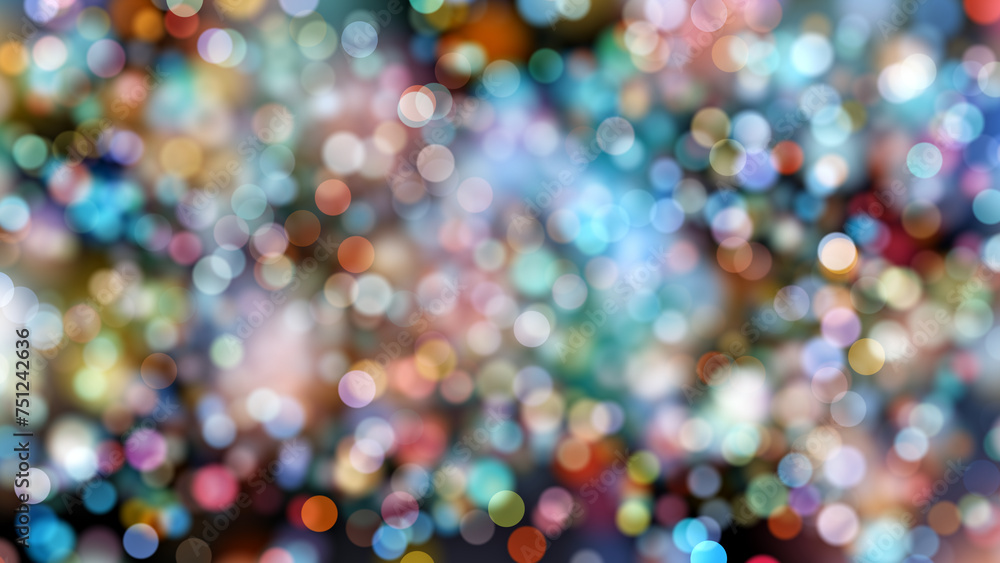 Abstract colourful blurred circle bokeh illustration background.