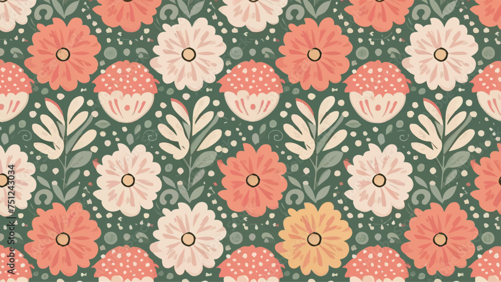 Flat Design Flowers Pattern Background: A Floral Delight for Your Visuals!