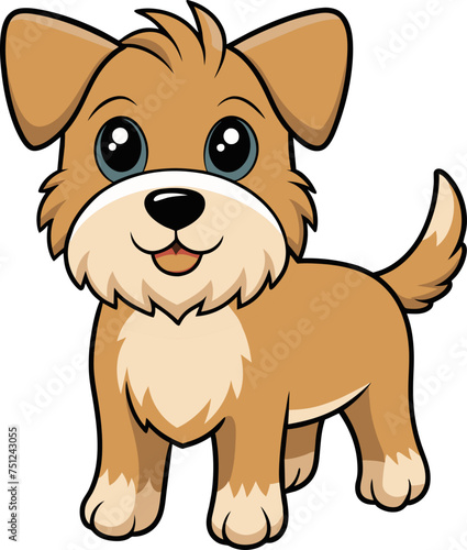 Adorable Brown Dog Cartoon Vector - Editable   Cute Puppy Illustration