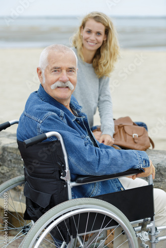 woman and grandfather - freedom in wheelchair