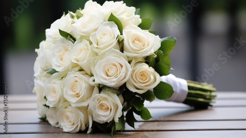 The wedding bouquet with beautifull white roses