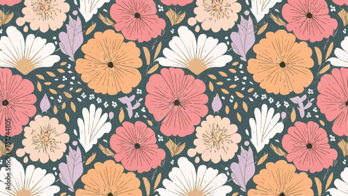 Flat Design Flowers Pattern Background  A Floral Delight for Your Visuals 