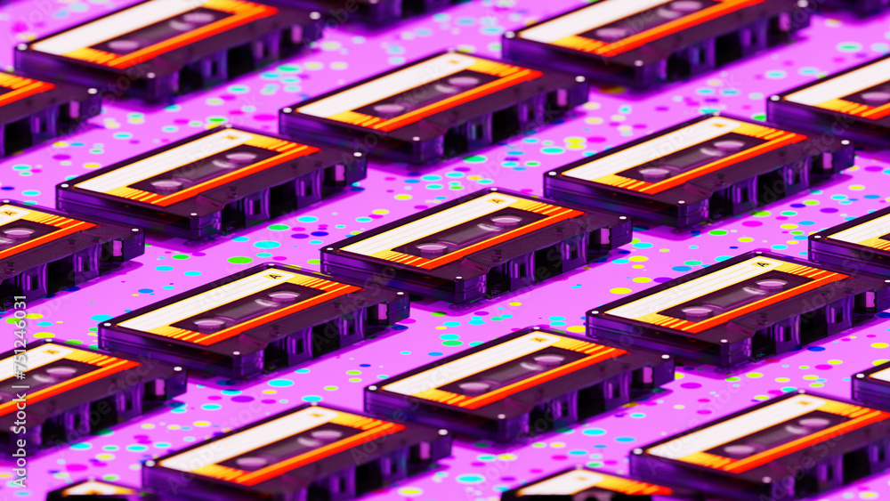 Seamless Pattern Isometric Tape Cassette For Minimal Art 04 Seamless Pattern Isometric Tape Cassette For Minimal Art 04