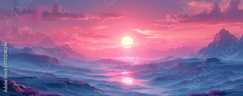 Sunset over the sea. Night fantasy seascape
