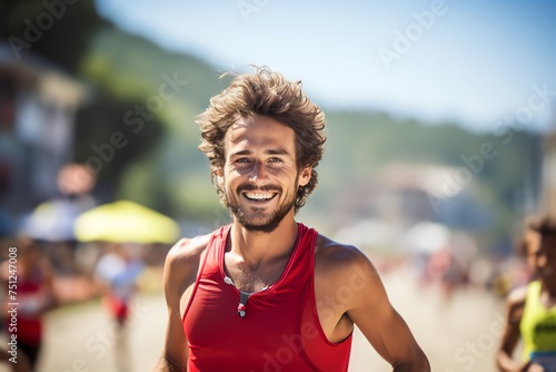 Senior Man Running in a City Marathon