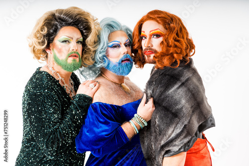 Bild auf Leinwand Confident crossdressers standing together during studio shot