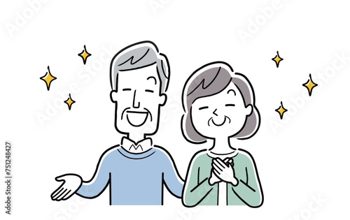 ベクターイラスト素材：快適でさわやかな笑顔のシニア夫婦
