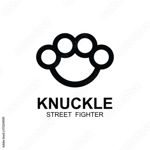Steel brass knuckles logo vector. Gangster, thug, bandit symbol icon. This logo is perfect for a brand that seeks a playful but musculine feel.