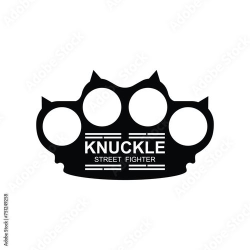 Steel brass knuckles logo vector. Gangster, thug, bandit symbol icon. This logo is perfect for a brand that seeks a playful but musculine feel.