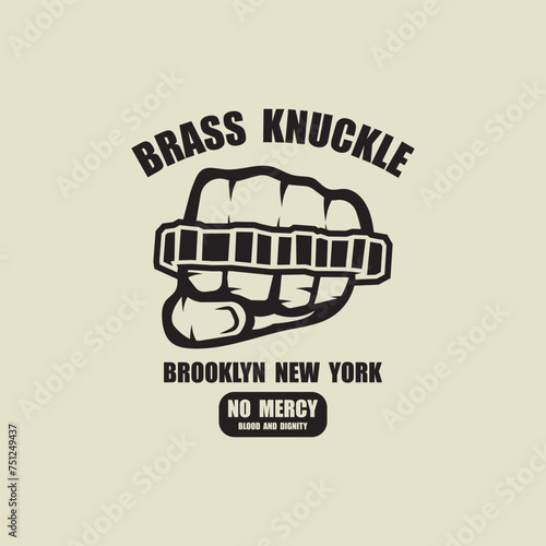 Steel brass knuckles logo vector. Gangster, thug, bandit symbol icon. This logo is perfect for a brand that seeks a playful but musculine feel.