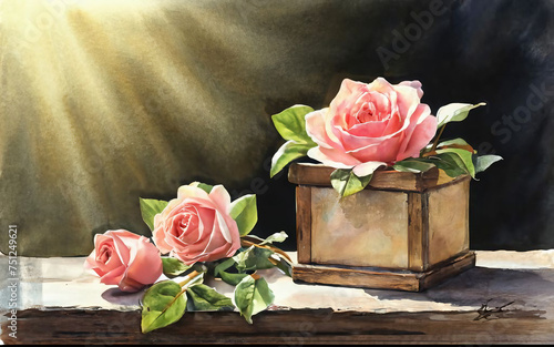 Antique Style Rose Illustration: Decorative Art Showcase