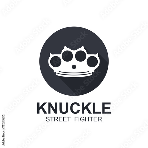 Steel brass knuckles logo vector. Gangster, thug, bandit symbol icon. This logo is perfect for a brand that seeks a playful but musculine feel.