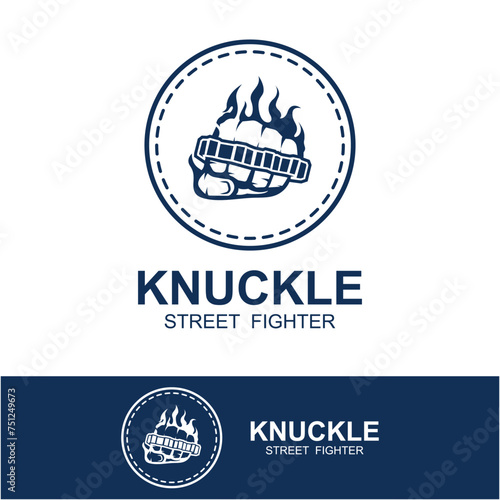 Steel brass knuckles logo vector. Gangster, thug, bandit symbol icon. This logo is perfect for a brand that seeks a playful but musculine feel.