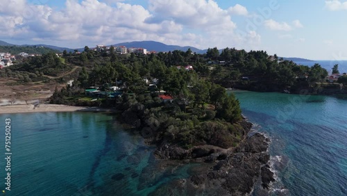 Aerial view of the amazing beach Paradise in New Marmaras Sithonia Chalkidiki photo