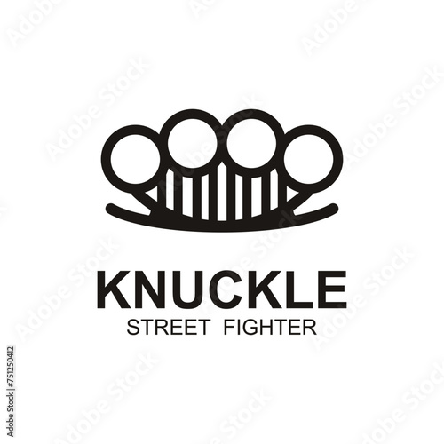 Steel brass knuckles logo vector. Gangster, thug, bandit symbol icon. This logo is perfect for a brand that seeks a playful but musculine feel.