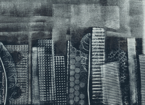 A city-scape mono print photo